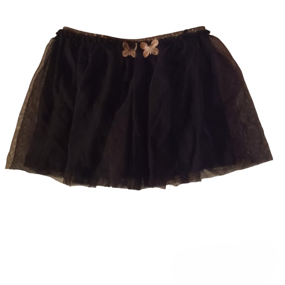 365 Kids Black Skort Lace Overlay & Silver Butterflies